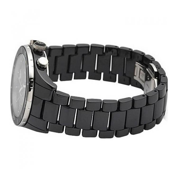 שעון יד ‏אנלוגי ‏לגבר רצועה קרמית שחורה Emporio Armani AR1421.