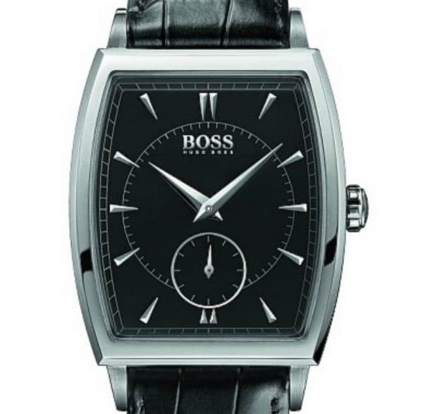 שעון יד לגבר מרובע עם רצועת עור 1512845 Hugo Boss.