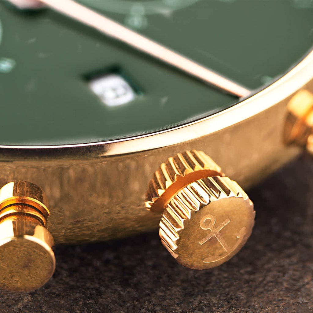 Kapten & Son Chrono Small Gold Green Steel.