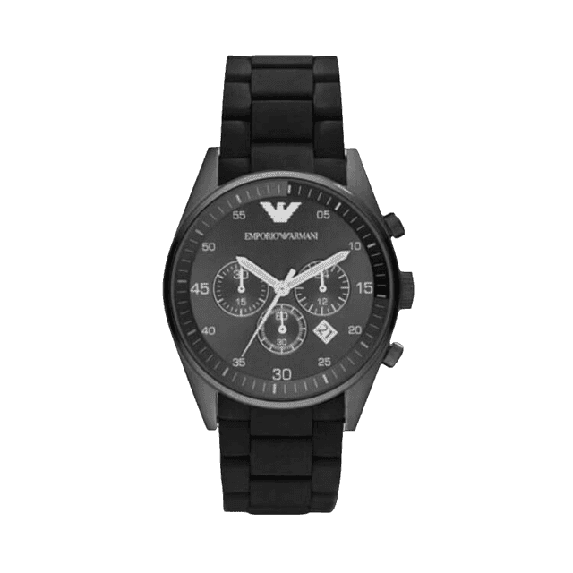 שעון יד ארמני שחור רצועת סיליקון לגבר Emporio Armani AR5889.