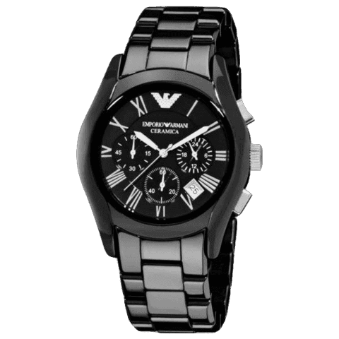 שעון יד קרמי שחור ארמני לגבר Emporio Armani AR1400.