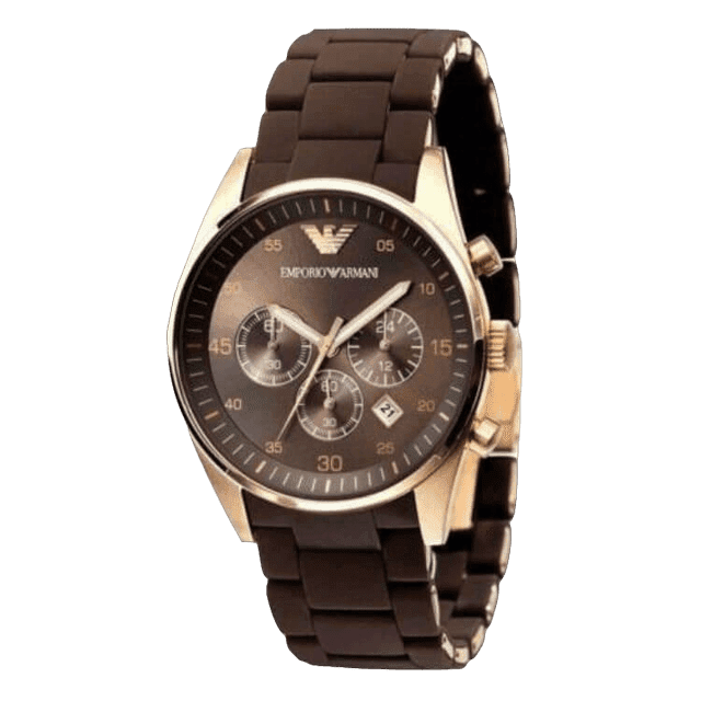 שעון יד חום זהב רצועת סיליקון לגבר Emporio Armani AR5890.