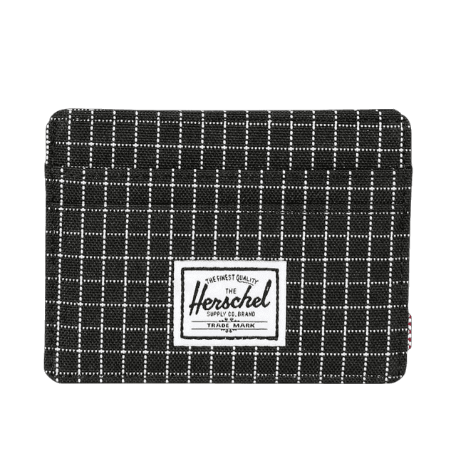 ארנק דק לכרטיסי אשראי Charlie RFID Herschel Black Checkered Textile.