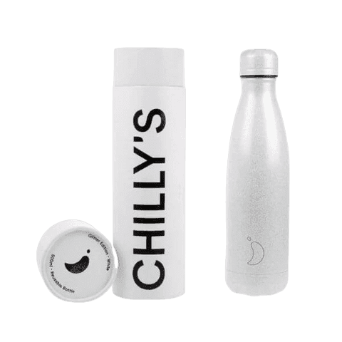 CHILLY'S בקבוק מים 500 מ"ל Glitter White.